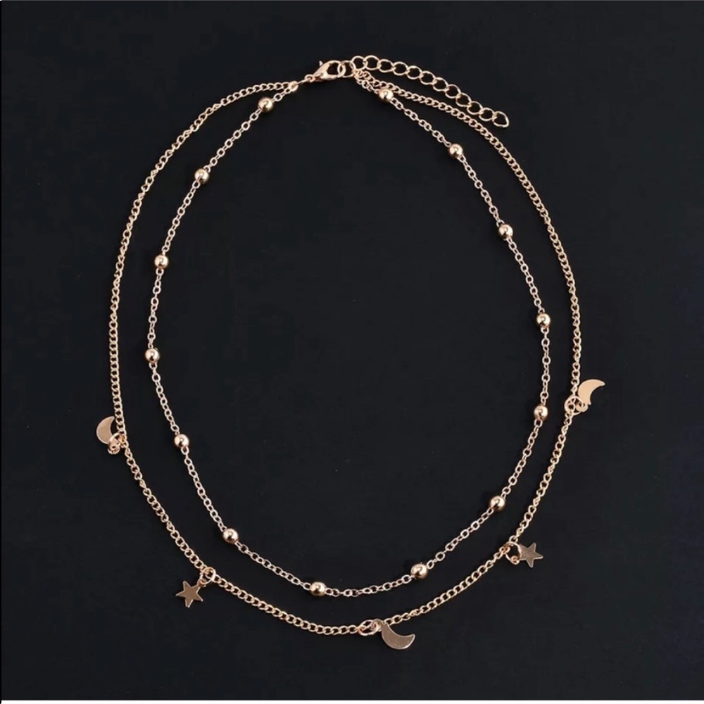 Festival Gold  Moon🌙 & ⭐️ Star Necklace NWT - Picture 2 of 2